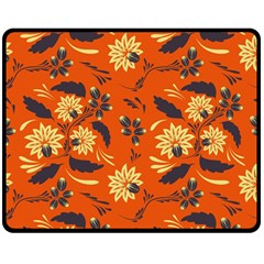 Folk Flowers Pattern  Double Sided Fleece Blanket (medium)  by Eskimos