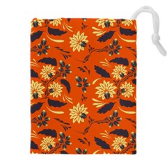 Folk Flowers Pattern  Drawstring Pouch (5xl) by Eskimos