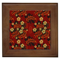 Folk Flowers Pattern Framed Tile by Eskimos