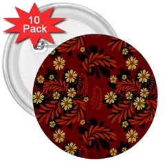 Folk flowers pattern 3  Buttons (10 pack) 