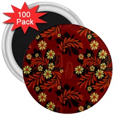 Folk flowers pattern 3  Magnets (100 pack)