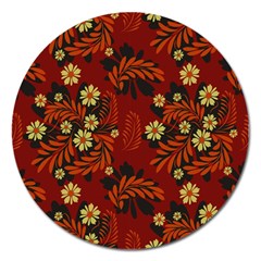 Folk Flowers Pattern Magnet 5  (round) by Eskimos