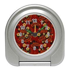 Folk flowers pattern Travel Alarm Clock