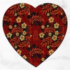 Folk flowers pattern Jigsaw Puzzle (Heart)