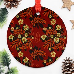 Folk Flowers Pattern Round Ornament (two Sides) by Eskimos