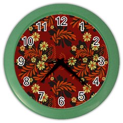 Folk flowers pattern Color Wall Clock