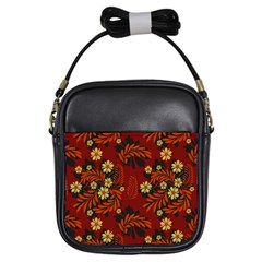 Folk flowers pattern Girls Sling Bag