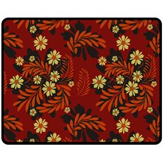 Folk Flowers Pattern Fleece Blanket (medium)  by Eskimos