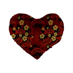 Folk Flowers Pattern Standard 16  Premium Heart Shape Cushions by Eskimos