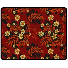 Folk flowers pattern Double Sided Fleece Blanket (Medium) 