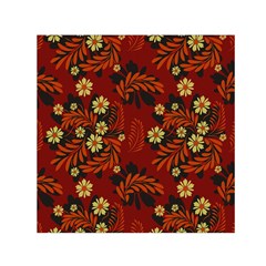 Folk flowers pattern Small Satin Scarf (Square)