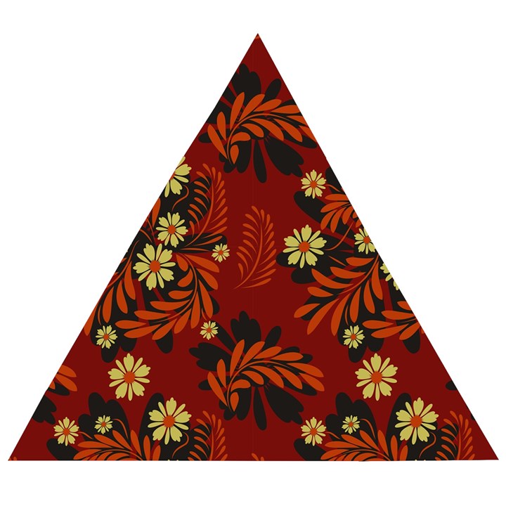 Folk flowers pattern Wooden Puzzle Triangle