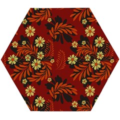 Folk flowers pattern Wooden Puzzle Hexagon