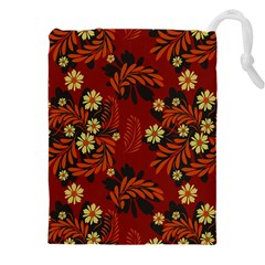 Folk flowers pattern Drawstring Pouch (4XL)