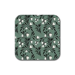 Folk Flowers Pattern Rubber Coaster (square)  by Eskimos