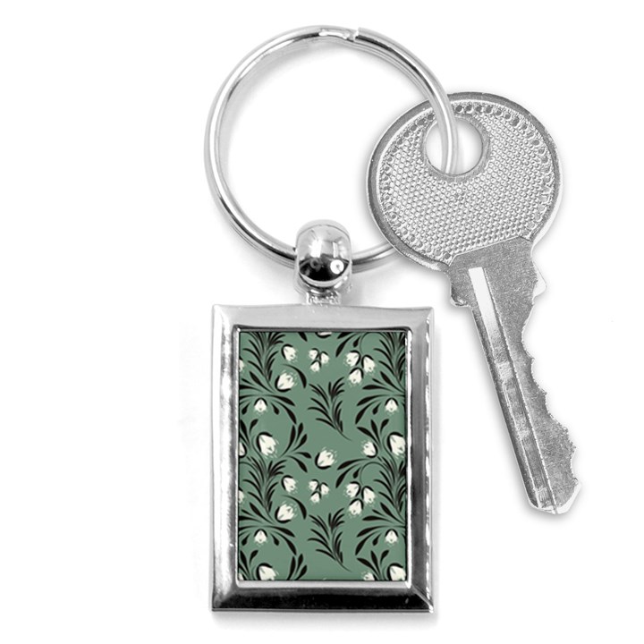 Folk flowers pattern Key Chain (Rectangle)