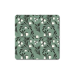 Folk Flowers Pattern Square Magnet by Eskimos