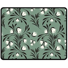 Folk Flowers Pattern Fleece Blanket (medium)  by Eskimos