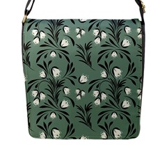 Folk Flowers Pattern Flap Closure Messenger Bag (l) by Eskimos