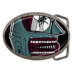 Colored Creepy Man Portrait Illustration Belt Buckles by dflcprintsclothing