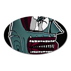 Colored Creepy Man Portrait Illustration Oval Magnet by dflcprintsclothing