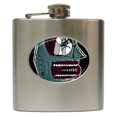 Colored Creepy Man Portrait Illustration Hip Flask (6 Oz) by dflcprintsclothing