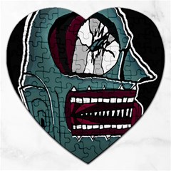 Colored Creepy Man Portrait Illustration Jigsaw Puzzle (heart) by dflcprintsclothing