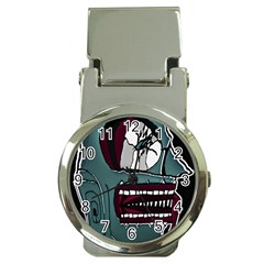 Colored Creepy Man Portrait Illustration Money Clip Watches by dflcprintsclothing