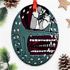 Colored Creepy Man Portrait Illustration Ornament (oval Filigree) by dflcprintsclothing