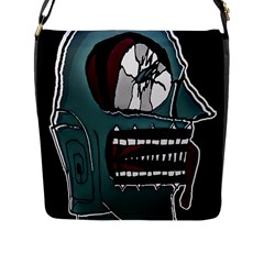 Colored Creepy Man Portrait Illustration Flap Closure Messenger Bag (l) by dflcprintsclothing