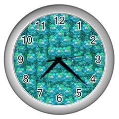 Big Roses In The Forest Wall Clock (silver) by pepitasart