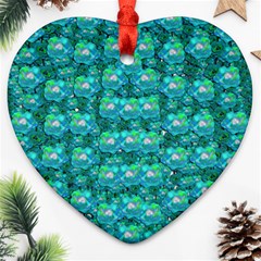 Big Roses In The Forest Heart Ornament (two Sides) by pepitasart