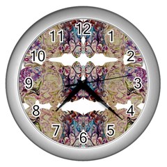 Rows Of Marbled Collage Wall Clock (silver) by kaleidomarblingart