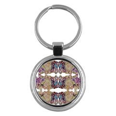 Rows Of Marbled Collage Key Chain (round) by kaleidomarblingart