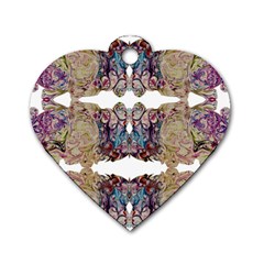 Rows Of Marbled Collage Dog Tag Heart (one Side) by kaleidomarblingart