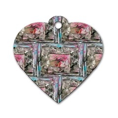 Collage Repeats I Dog Tag Heart (one Side) by kaleidomarblingart