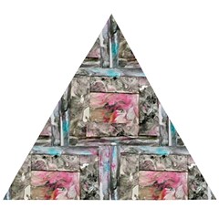 Collage Repeats I Wooden Puzzle Triangle by kaleidomarblingart