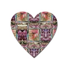 Collage Repeats  Heart Magnet by kaleidomarblingart