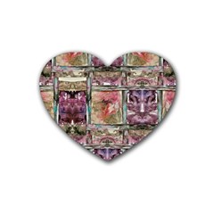 Collage Repeats  Heart Coaster (4 Pack)  by kaleidomarblingart