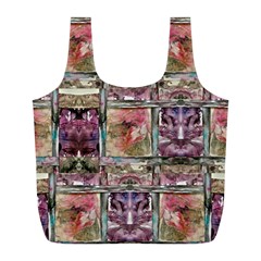 Collage Repeats  Full Print Recycle Bag (l) by kaleidomarblingart