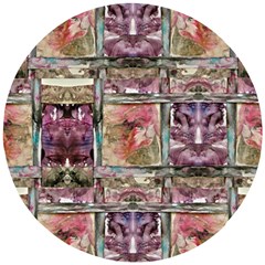 Collage Repeats  Wooden Puzzle Round by kaleidomarblingart