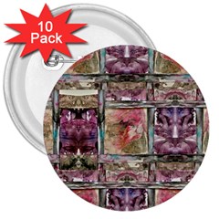 Collage Repeats 3  Buttons (10 Pack)  by kaleidomarblingart