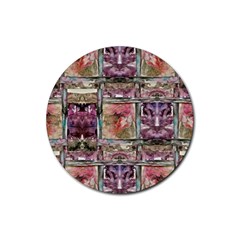 Collage Repeats Rubber Coaster (round)  by kaleidomarblingart