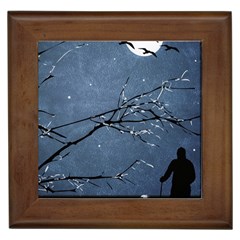 Full Moon Landscape Scene Illustration Framed Tile by dflcprintsclothing