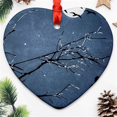 Full Moon Landscape Scene Illustration Ornament (heart) by dflcprintsclothing