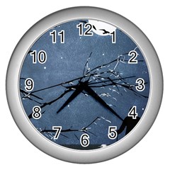 Full Moon Landscape Scene Illustration Wall Clock (silver) by dflcprintsclothing