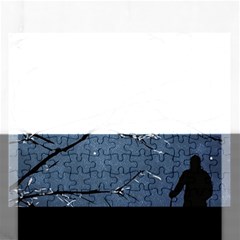 Full Moon Landscape Scene Illustration Rectangular Jigsaw Puzzl by dflcprintsclothing