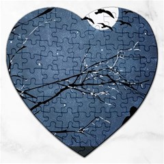 Full Moon Landscape Scene Illustration Jigsaw Puzzle (heart) by dflcprintsclothing