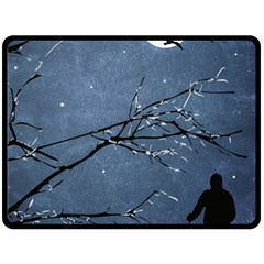 Full Moon Landscape Scene Illustration Fleece Blanket (large)  by dflcprintsclothing