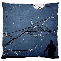 Full Moon Landscape Scene Illustration Large Cushion Case (one Side) by dflcprintsclothing